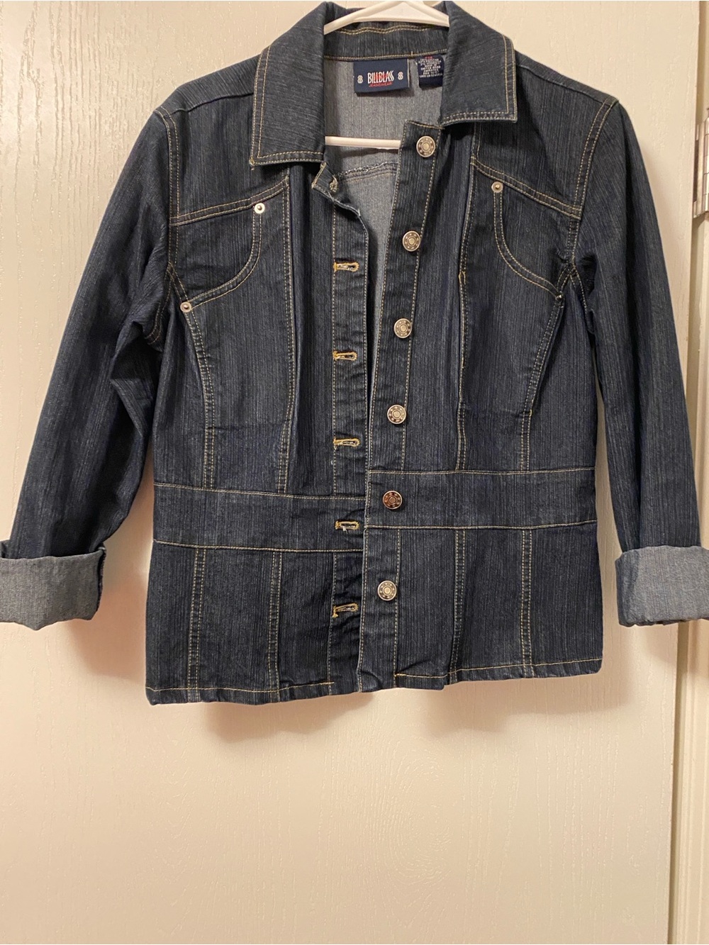 Billblass Jeanswear Dark Denim Jacket with Contrast Stitching